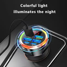UYUXIO USB C Car Charger Adapter Multi Port with Volt Meter Super Fast Charge with Voltage Display for Macbook Samsung iPhone