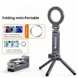 For Magsafe Plane Phone Holder Portable Magnetic Phone Holder Aluminum Alloy 360° Rotating Foldable Tripod for Travel/Car/Desk