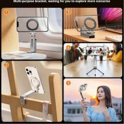 For Magsafe Plane Phone Holder Portable Magnetic Phone Holder Aluminum Alloy 360° Rotating Foldable Tripod for Travel/Car/Desk