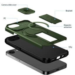 Armor Funda For iPhone 16e Case Slide Lens Protect Coque For iPhone 16 e iPhone16e For Magsafe Magnetic Wireless Charging Cover