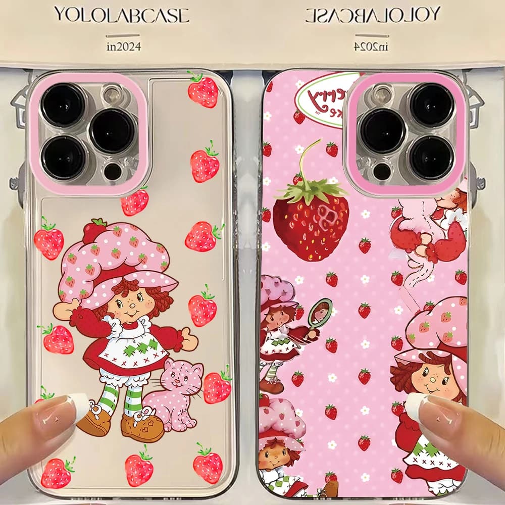 Strawberry Shortcake Wave Phone Case For iPhone 17 16 16e 15 14 13 12 11 Mini Pro Max X XR XSMax 7 8 Air Plus Transparent Cover