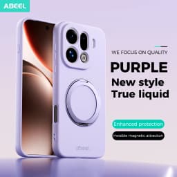 For OPPO Find X9 Pro Case Hand Feel Liquid Silicone Magsafe Ring Holder inner Fur Soft Mobile Phone Cover