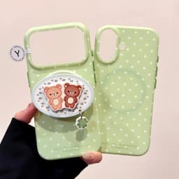Ins Simple Polka Dot Magnetic Phone Case for iPhone 17pro 16 17 Promax 15Pro Max Cover with Magsafe Holder Shockproof Funda