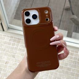 Vintage Brown Magnetic Grip Tok Phone Case for iPhone 17 16 15 14 13 Pro Max Wireless Charge For Magsafe Stand Holder Back Cover
