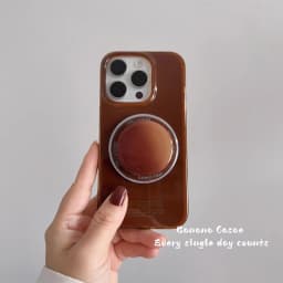 Vintage Brown Magnetic Grip Tok Phone Case for iPhone 17 16 15 14 13 Pro Max Wireless Charge For Magsafe Stand Holder Back Cover