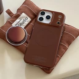 Vintage Brown Magnetic Grip Tok Phone Case for iPhone 17 16 15 14 13 Pro Max Wireless Charge For Magsafe Stand Holder Back Cover