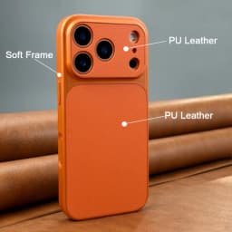 Brand New Luxury Upgrade Model Orange Retro Faux Leather Phone CaseiPhone 17Air 16 15 14  17Pro 17PromaxSoft Edge Hard Case
