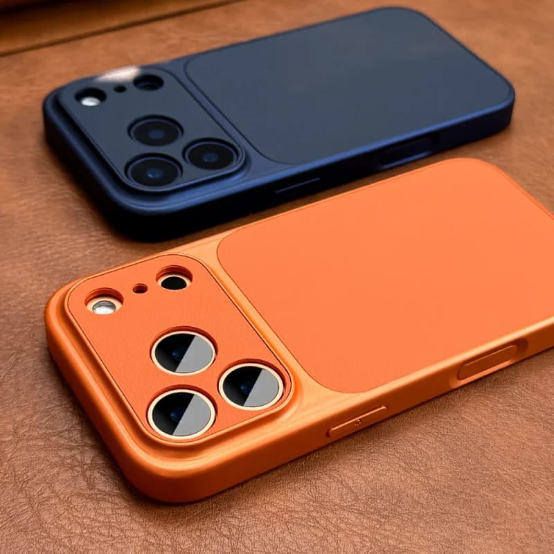 Brand New Luxury Upgrade Model Orange Retro Faux Leather Phone CaseiPhone 17Air 16 15 14  17Pro 17PromaxSoft Edge Hard Case