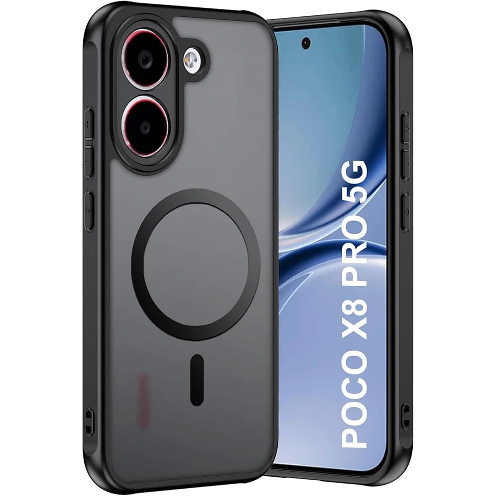 Airbag Matte Armor Rugged Hard Phone Case for Xiaomi POCO X8 Pro Max Strong Magnetic Wireless Charger Anti Dorp Protect Cover