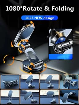 Magnetic Car Mobile Phone Holder Foldable Phone Bracket Magnet Cell Phone Stand GPS Navigation Support For iPhone Xiaomi Huawei