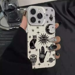 Sun Moon Cat Luxury Phone Case for iPhone 17 Air 16 15 14 11 Pro Max Plus Xs 8 7 Shockproof Cover Coque Accessories