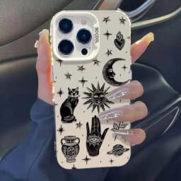 Sun Moon Cat Luxury Phone Case for iPhone 17 Air 16 15 14 11 Pro Max Plus Xs 8 7 Shockproof Cover Coque Accessories
