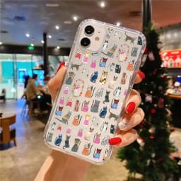 Cute Collage Cartoon Cat Phone Case For iPhone 17 16 15 14 13 12 11 Pro Max Air 15 Plus XS X XR Transparent Silicone Soft Cover