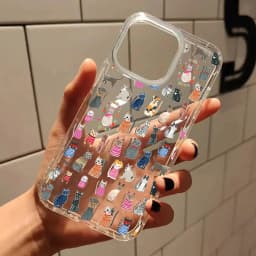 Cute Collage Cartoon Cat Phone Case For iPhone 17 16 15 14 13 12 11 Pro Max Air 15 Plus XS X XR Transparent Silicone Soft Cover