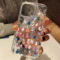 Cute Collage Cartoon Cat Phone Case For iPhone 17 16 15 14 13 12 11 Pro Max Air 15 Plus XS X XR Transparent Silicone Soft Cover