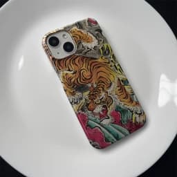 Oriental Style Artistic Majestic Tiger Pattern Phone Case for iPhone 17 16 15 14 11 12 13 Pro Max Plus Back Cover
