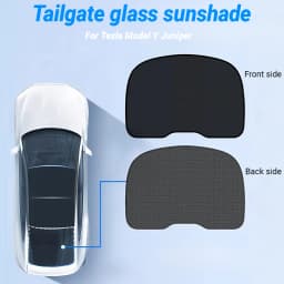 Tailgate Glass Sunshade for Tesla Model Y Juniper / Model 3 Highland, Foldable Rear Window Sun Shade, Privacy Sun Baffle for Trunk, Gray & Black Available