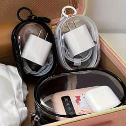 Portable Cable Organizer Bag Transparent Travel Cable Charger Case Accessories Storage for Home Office Travel Bag Pendant 1/2Pcs