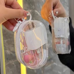 Portable Cable Organizer Bag Transparent Travel Cable Charger Case Accessories Storage for Home Office Travel Bag Pendant 1/2Pcs