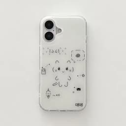 Korean Cute Line Rabbit Cat Phone Case for Samsung Galaxy S26 S25 S24 S23 S22 S21 FE Ultra Plus 4G 5G Feather Texture Back Cover