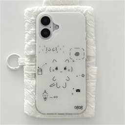 Korean Cute Line Rabbit Cat Phone Case for Samsung Galaxy S26 S25 S24 S23 S22 S21 FE Ultra Plus 4G 5G Feather Texture Back Cover