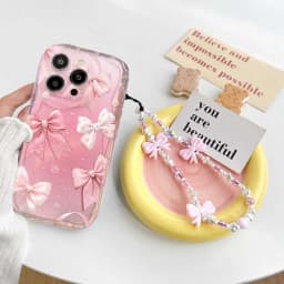 Pink Bow Pattern Chain Case For Redmi Note 14 4G Pro 5G Plus 15 15C 14C 13C 4G 12C 12 13 A3 10C Wave Side Cover