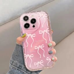 Pink Bow Pattern Chain Case For Redmi Note 14 4G Pro 5G Plus 15 15C 14C 13C 4G 12C 12 13 A3 10C Wave Side Cover