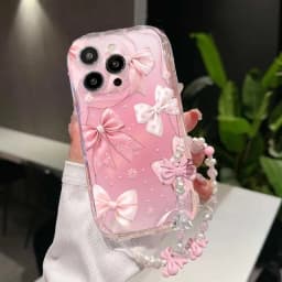 Pink Bow Pattern Chain Case For Redmi Note 14 4G Pro 5G Plus 15 15C 14C 13C 4G 12C 12 13 A3 10C Wave Side Cover
