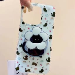 Korean INS Cute Cartoon Scarf Kitten For Magsafe Griptok Holder Phone Finger Ring Stand Support For iPhone 17 16 Samsung Bracket