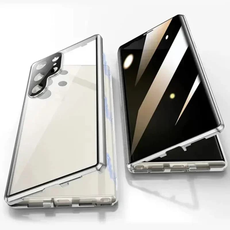 360° Protection Anti Peeping Metal Magnetic Double Sided Glass Snap Lock Case For Samsung Galaxy S26 S25 S24 S23 S22 Ultra Plus
