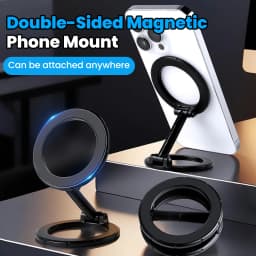Foldable Double Sided Magnetic Ring Phone Holder Multi-Functional Phone Mount 360° Rotation Desk Holder Home Use Wall-Mounted