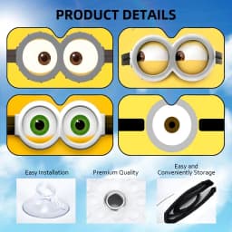 Cartoon Yellow Eye Sun Visor Foldable Aluminum Foil Car Windshield Sun Shade - UV Protection & Heat Insulation Visor