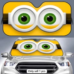 Cartoon Yellow Eye Sun Visor Foldable Aluminum Foil Car Windshield Sun Shade - UV Protection & Heat Insulation Visor