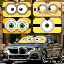 Cartoon Yellow Eye Sun Visor Foldable Aluminum Foil Car Windshield Sun Shade - UV Protection & Heat Insulation Visor