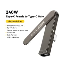 Essager 240W 2-in-1 Fast Charging OTG Adapter with Foldable Stand Type-C Male to Type-C Female Converter For iPhone 17 16 15 Pro