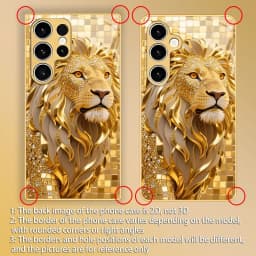 Golden Lion Pattern Electroplated Glass Phone Case Suitable for Samsung Galaxy S26 S25 S24 S23 S22 S21 S20 FE/Ultra/Plus Anti Fa