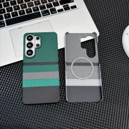 Luxury For Magsafe For Samsung S26 S25 S24 S23 Fe Ultra Plus Carbon Fiber Texture Phone Case Wireless Charge Halfborder Pc Cover