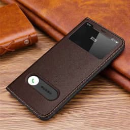 Genuine Leather Case For Iphone 11 12 13 14 15 16 Pro XS Max Case Window View Cover For Iphone XR 14 15 16 Plus Protector