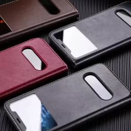 Genuine Leather Case For Iphone 11 12 13 14 15 16 Pro XS Max Case Window View Cover For Iphone XR 14 15 16 Plus Protector