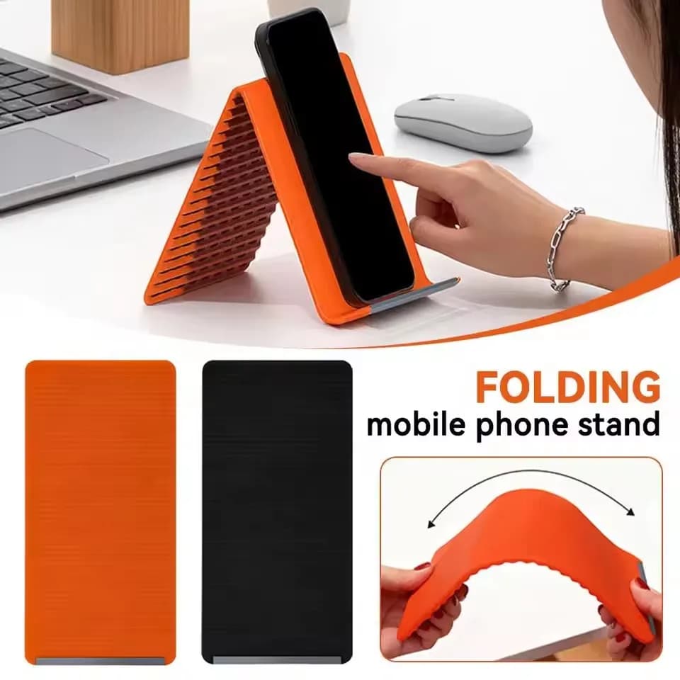 Portable Foldable Silicone Phone Holder, Universal Flexible Silicone Aluminum Phone Holder Stand, Premium Ergonomic Adjustable A