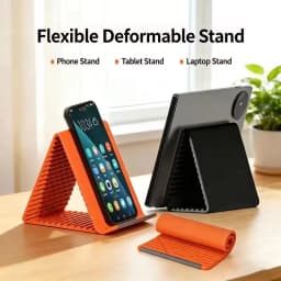Portable Foldable Silicone Phone Holder, Universal Flexible Silicone Aluminum Phone Holder Stand, Premium Ergonomic Adjustable A