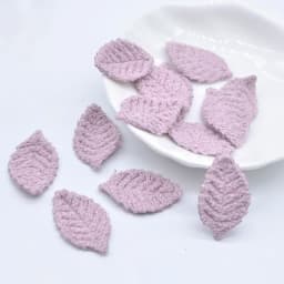 100Pcs 18*27mm Woolen Leaf Padded Flower Appliques for Children's Crafts Headwear Accessories DIY Hair Clips Earing Decoration