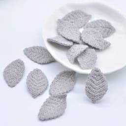 100Pcs 18*27mm Woolen Leaf Padded Flower Appliques for Children's Crafts Headwear Accessories DIY Hair Clips Earing Decoration