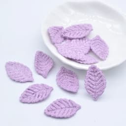 100Pcs 18*27mm Woolen Leaf Padded Flower Appliques for Children's Crafts Headwear Accessories DIY Hair Clips Earing Decoration