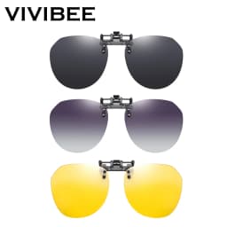 VIVIBEE Big Size Flip Up Clip on Sunglasses Polarized Gradient Grey Lens Oversized Driving UV400  Fishing Accessory