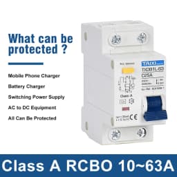 Residual Current Circuit Breaker RCBO Type A 30mA MCB 1P+N 10A 16A 20A 32A 40A 63A Earth Leakage Overload Protection TAIXI