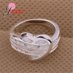 Engagement Ring Heart Shape Double Rows Design Original 925 Sterling Silver Rings For Women Best Gift For Girlfriend Fashion