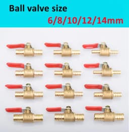 Red Handle Small Valve 6mm 8mm 10mm 12mm 14mm Hose Barb Inline Brass Water Oil Air Gas Fuel Line Ball Valve Pipe Fittings