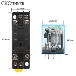MY2NJ HH52P DPDT Miniature Coil Electromagnetic intermediate Relay  AC12V 24V DC24V AC110V 220V 8 Pin Relay with Socket Base