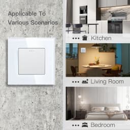 BSEED Mechanical Wall Light Switch Button 1/2/3Gang 1Way Crystal Glass Panel Power Switch On Off 250V White Black